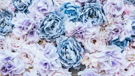 Fancy Blue Rose Flowers Zoom Background Design Template