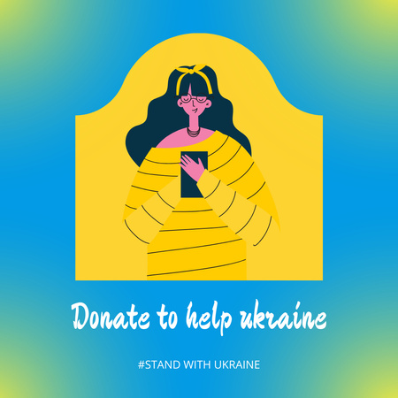 Call to Donate to Ukraine with Young Woman Instagram Design Template