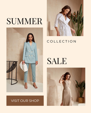 Designvorlage Summer Sale Announcement with Beautiful Models für Instagram Post Vertical