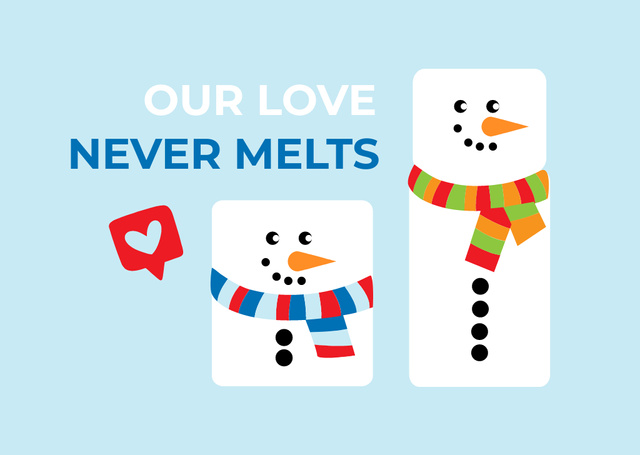 Cute Holiday Greeting with Snowmen Card Design Template