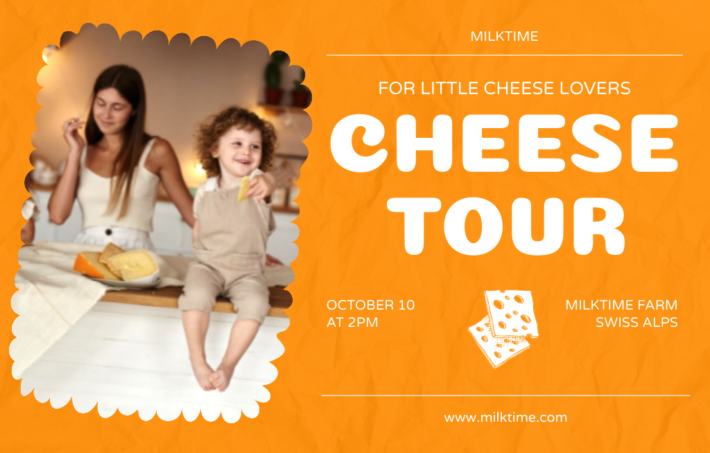 Plantilla de diseño de Cheese Tasting Tour for Children Invitation 4.6x7.2in Horizontal 