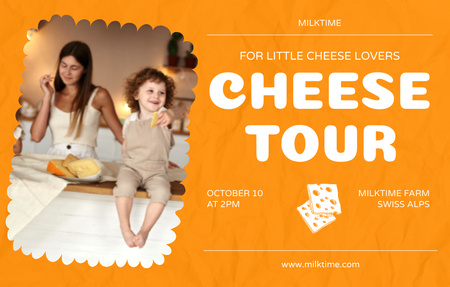 Cheese Tasting Tour for Children Invitation 4.6x7.2in Horizontal – шаблон для дизайну