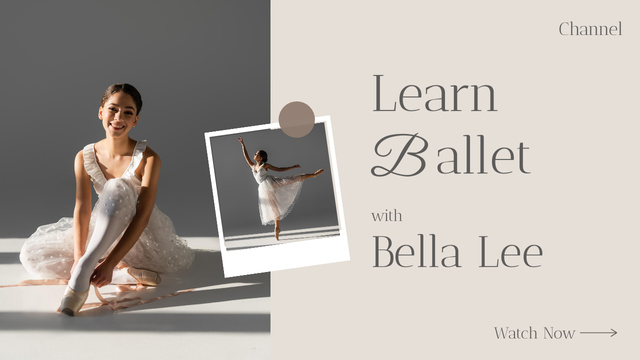 Promotion of Ballet Class with Professional Ballerina Youtube Thumbnail Design Template