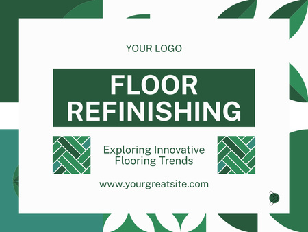 Designvorlage Anzeige von Bodenreparaturdiensten mit grünem Muster für Presentation