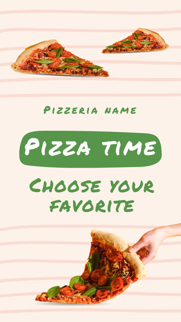 Piece of pizza on a pink background Instagram Story Design Template