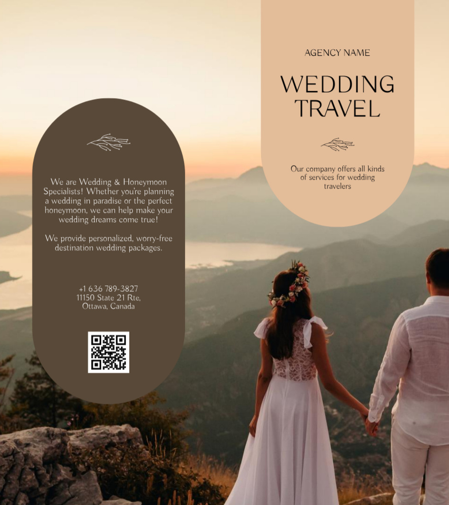 Wedding Journey Tour Offer Brochure 9x8in Bi-fold Šablona návrhu