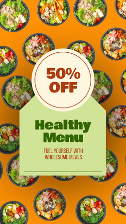 Platilla de diseño Healthy Dishes At Half Price Promotion Instagram Video Story