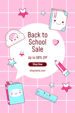Discount Offer on Cute School Supplies Pinterest Design Template