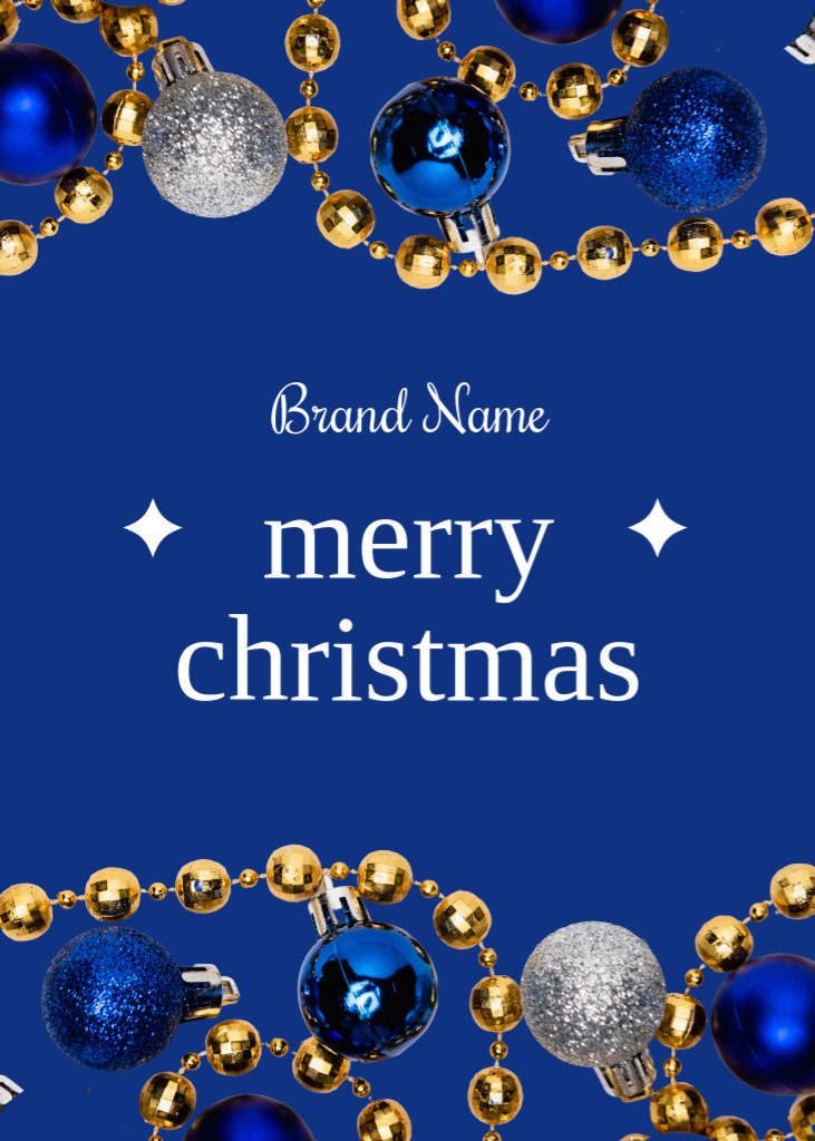 Lovely Christmas Greetings with Decoration Accessories In Blue Postcard 5x7in Vertical Design Template