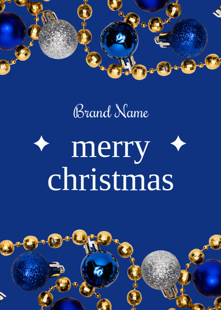 Plantilla de diseño de Lovely Christmas Greetings with Decoration Accessories In Blue Postcard 5x7in Vertical 