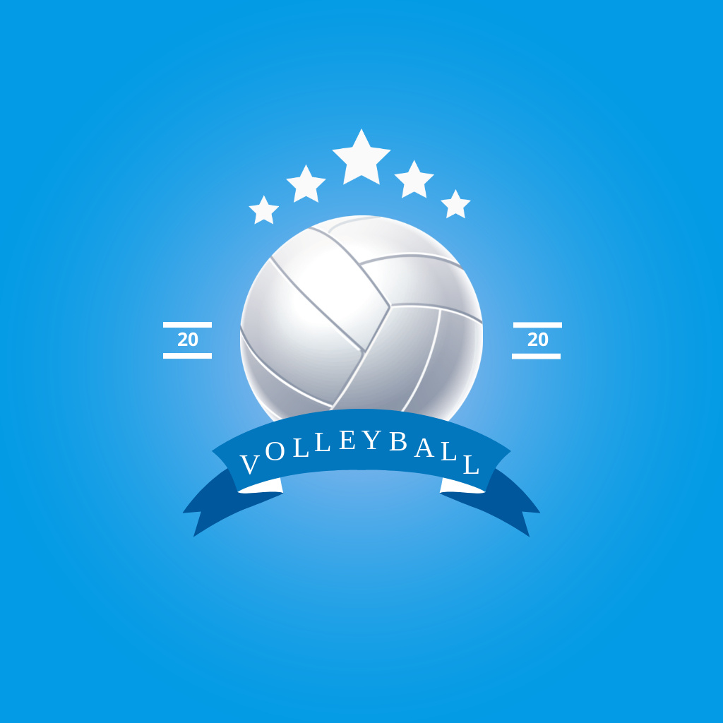 Volleyball Sport Club Emblem with White Stars Logo – шаблон для дизайна