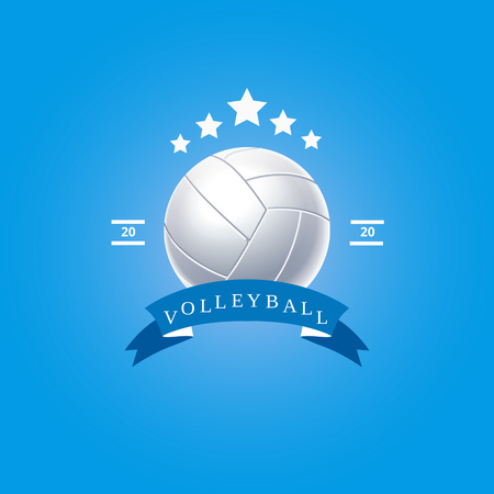 Volleyball Sport Club Emblem with White Stars Logo Design Template