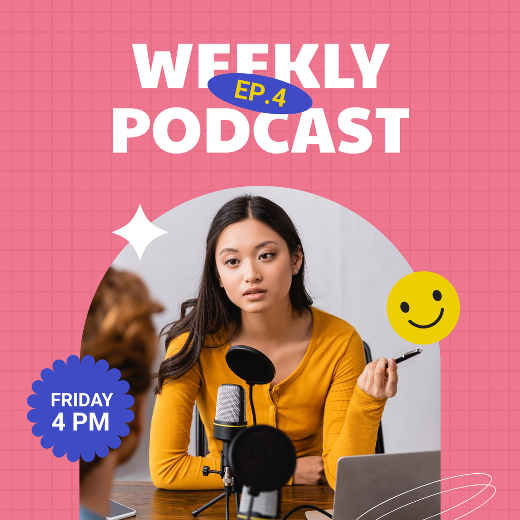 Ontwerpsjabloon van Instagram van Weekly Podcast With Lovely Host
