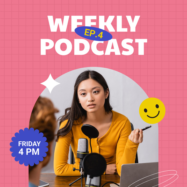 Weekly Podcast With Lovely Host Instagramデザインテンプレート