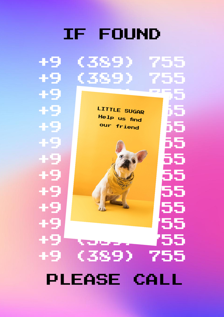 Announcement about Missing Cute Little Dog Poster Šablona návrhu