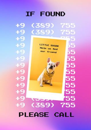 Announcement about Missing Cute Little Dog Poster Design Template
