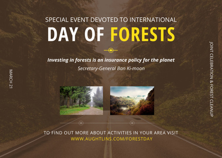 International Day of Forests Event Forest Road View Postcard 5x7in Modelo de Design
