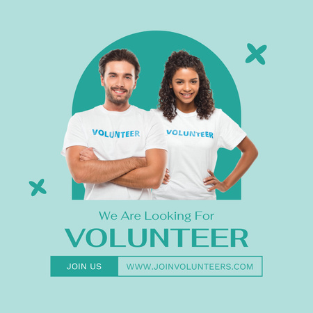 Volunteer Search Ad with Young People Instagram Design Template