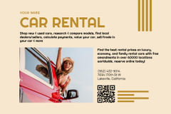 Car Rent Offer with Beautiful Road and Landscape