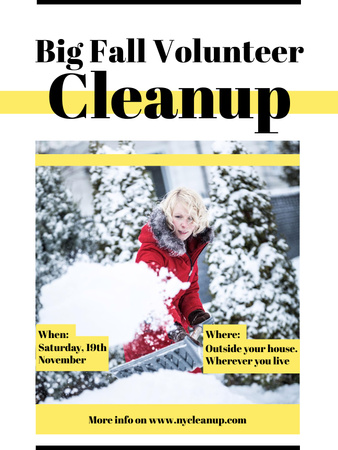 Woman at Winter Volunteer clean up Poster US – шаблон для дизайну