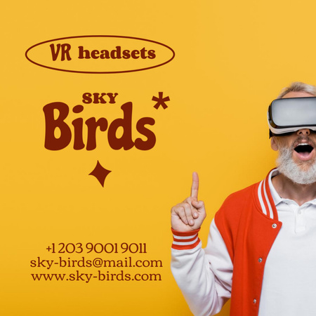  Virtual Reality Glasses Store  Square 65x65mm Design Template