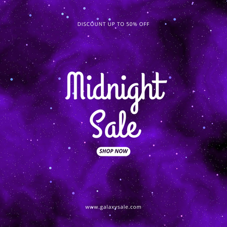 Oznámení o půlnočním prodeji s hvězdnou oblohou Instagram Šablona návrhu