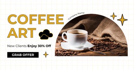 Exquisite Coffee With Discount For New Clients Facebook AD Design Template