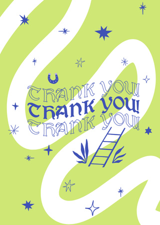 Thankful Phrase With Blue Horseshoe on Green Postcard 5x7in Vertical Design Template