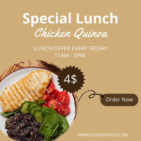 Chicken Quinoa for Special Lunch Offer Instagram Design Template
