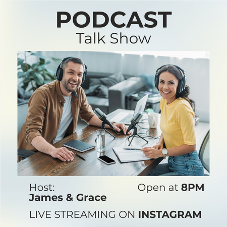 Promotion Of Podcast Live Streaming Instagram Design Template