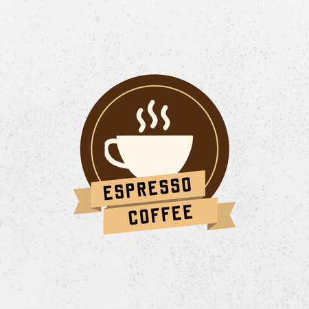 Coffee Shop Emblem with Cup of Espresso Logo 1080x1080px Design Template