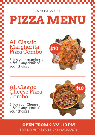 Classic Pizza -hintatarjous Menu Design Template