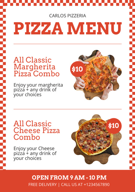 Template di design Classic Pizza Price Offer Menu
