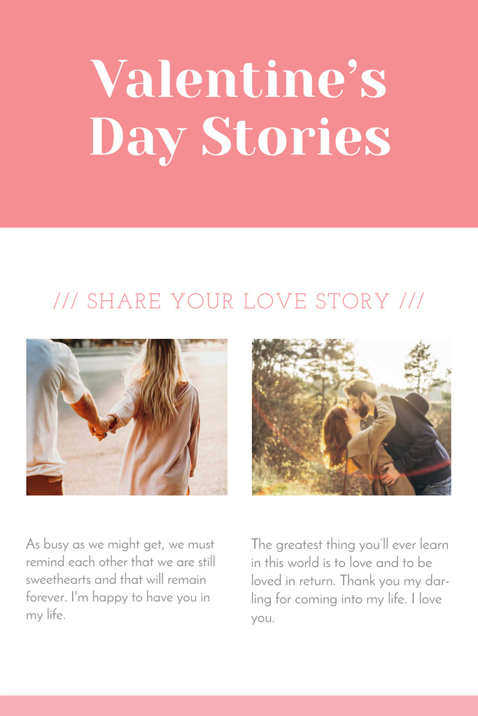 Valentine's Day Stories with Loving Couple Pinterest tervezősablon