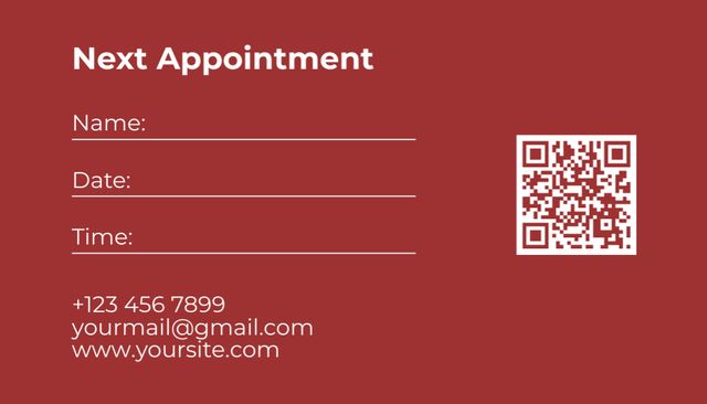 Medical Center Appointment Reminder on Red Business Card USデザインテンプレート