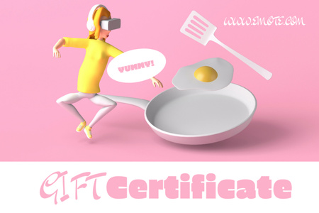 Plantilla de diseño de mujer cocinando en gafas de realidad virtual Gift Certificate 