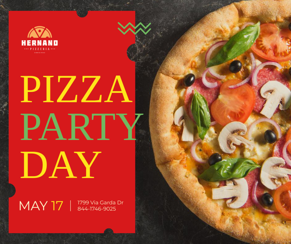 Ontwerpsjabloon van Facebook van Pizza Party Day celebration