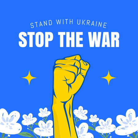 Plantilla de diseño de Acción en apoyo de Ucrania con ilustración de fuerza Instagram 