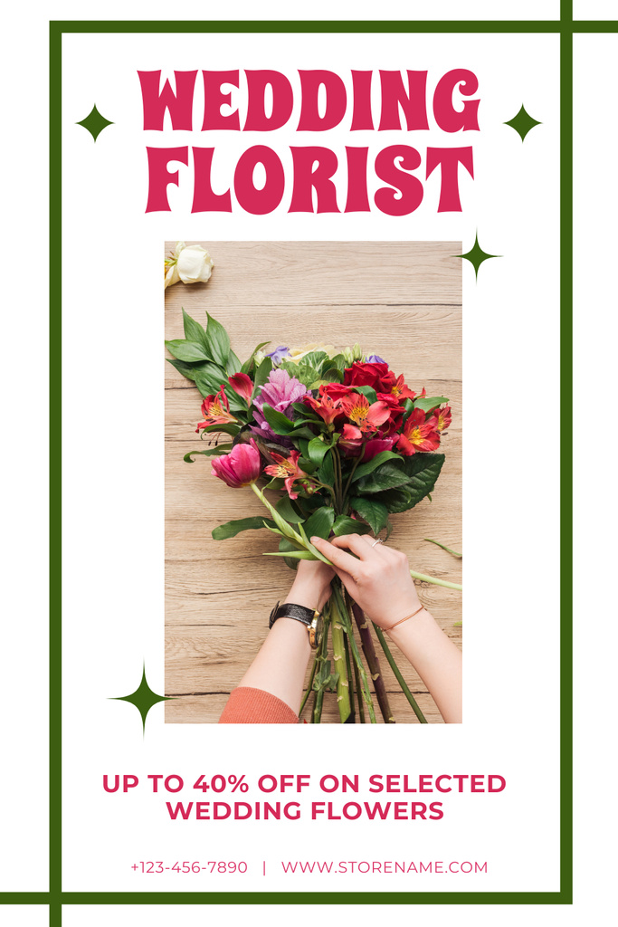 Discount on Professional Wedding Florist Services Pinterest Design Template