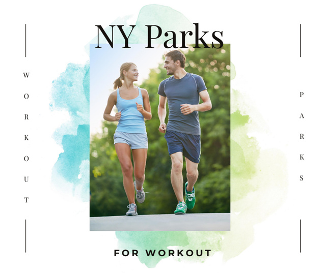 Man and woman running outdoors Facebook – шаблон для дизайна