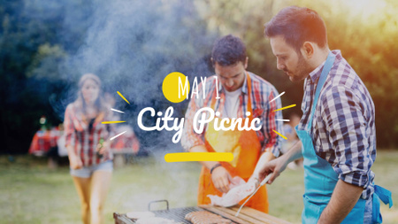 Template di design picnic della città nell'annuncio della giornata internazionale del lavoratore FB event cover