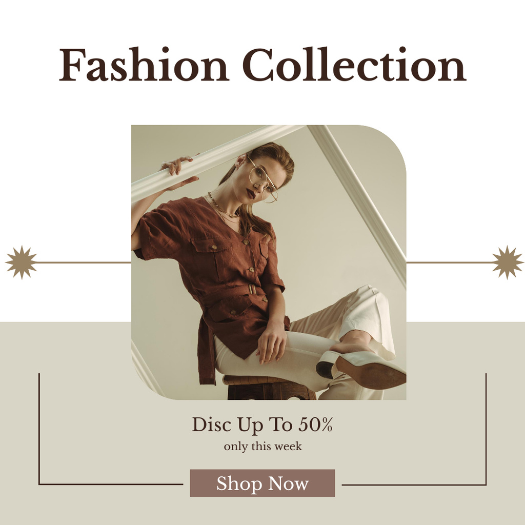 Fashion Collection With Shirt And Trousers At Lowered Price Instagram Design Template