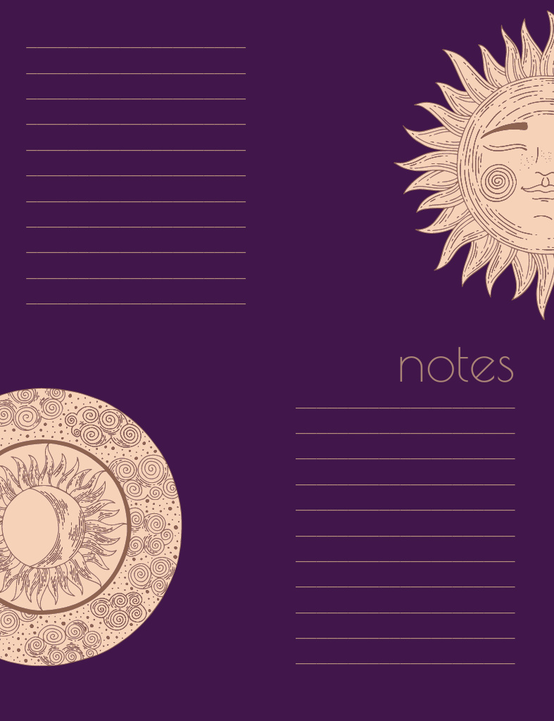 Blanks for Notes with Illustration of Sun Notepad 107x139mmデザインテンプレート
