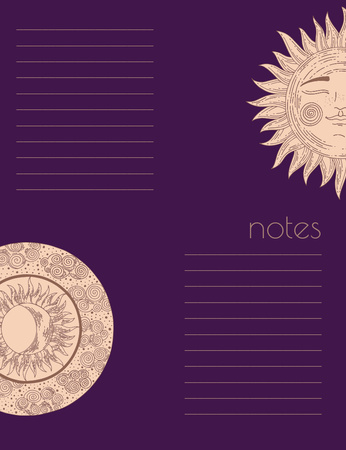 Üres jegyzetekhez a Nap illusztrációjával Notepad 107x139mm tervezősablon