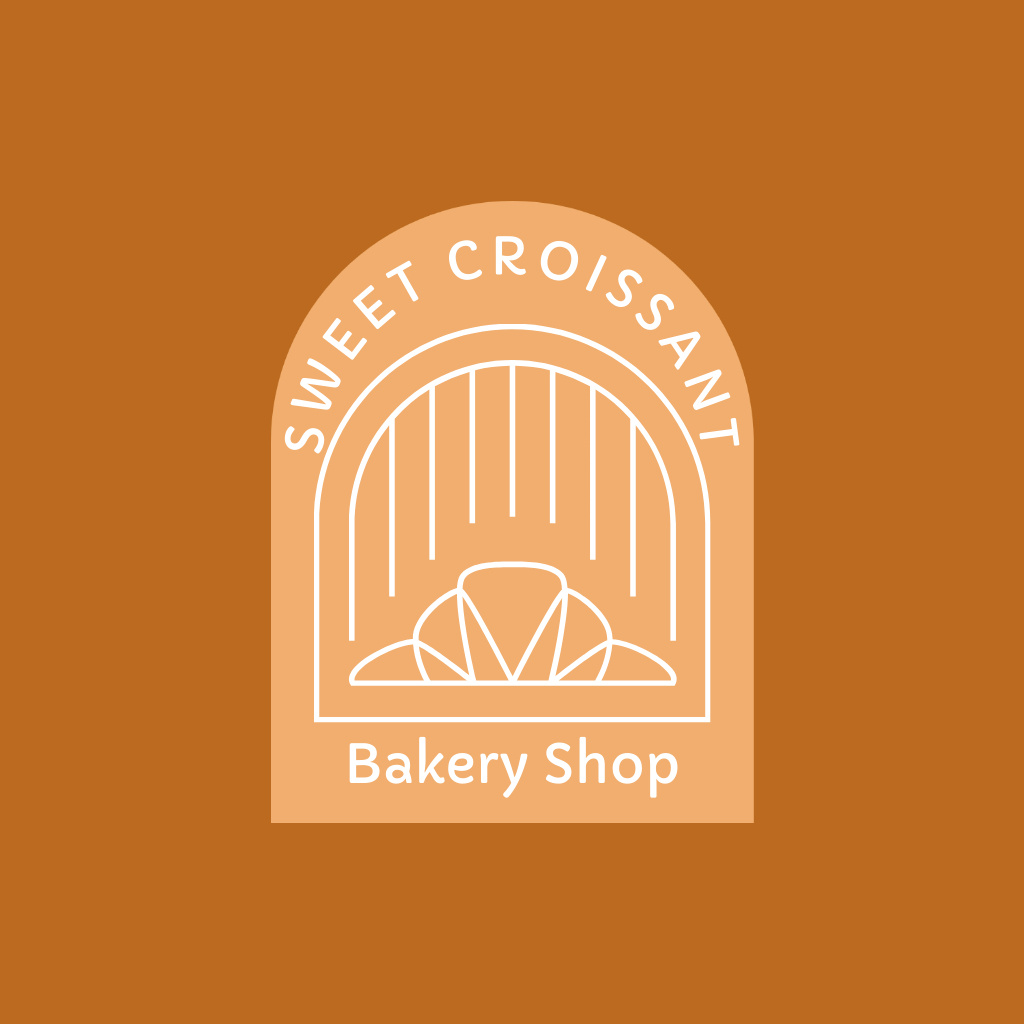 Simple Croissant Emblem Logo Design Template