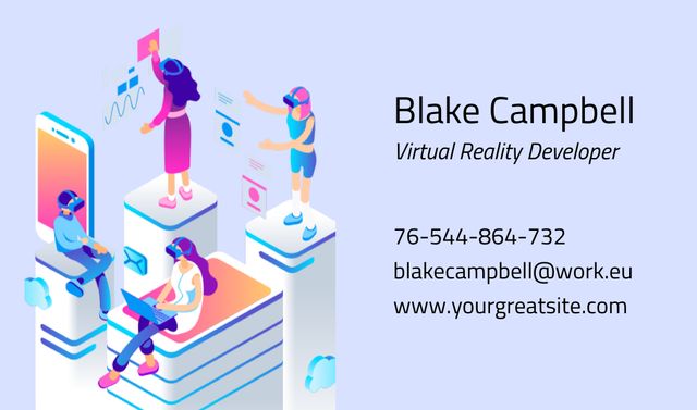 Virtual Reality Developer Ad Business card Modelo de Design