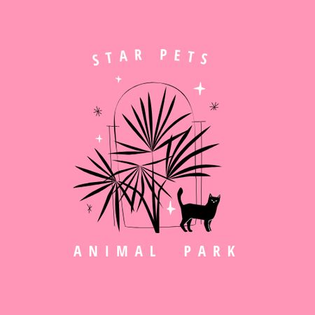 Animal Park Ad with Cat Logo Design Template
