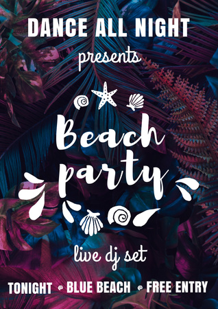 Bright Beach Party Announcement Poster A3デザインテンプレート