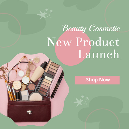Ontwerpsjabloon van Instagram van Makeup Products Offer with Cosmetics in Bag