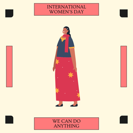 Template di design Giornata internazionale della donna con illustrazione delle donne nei cuori Instagram